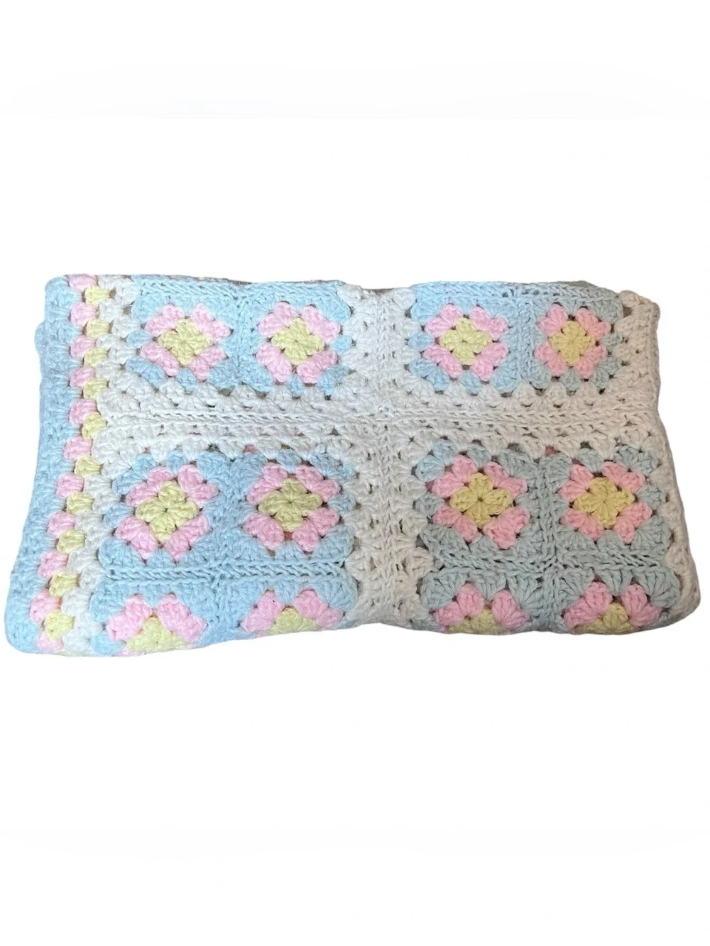 VTG Crochet Baby Blanket Afghan Granny Squares 36